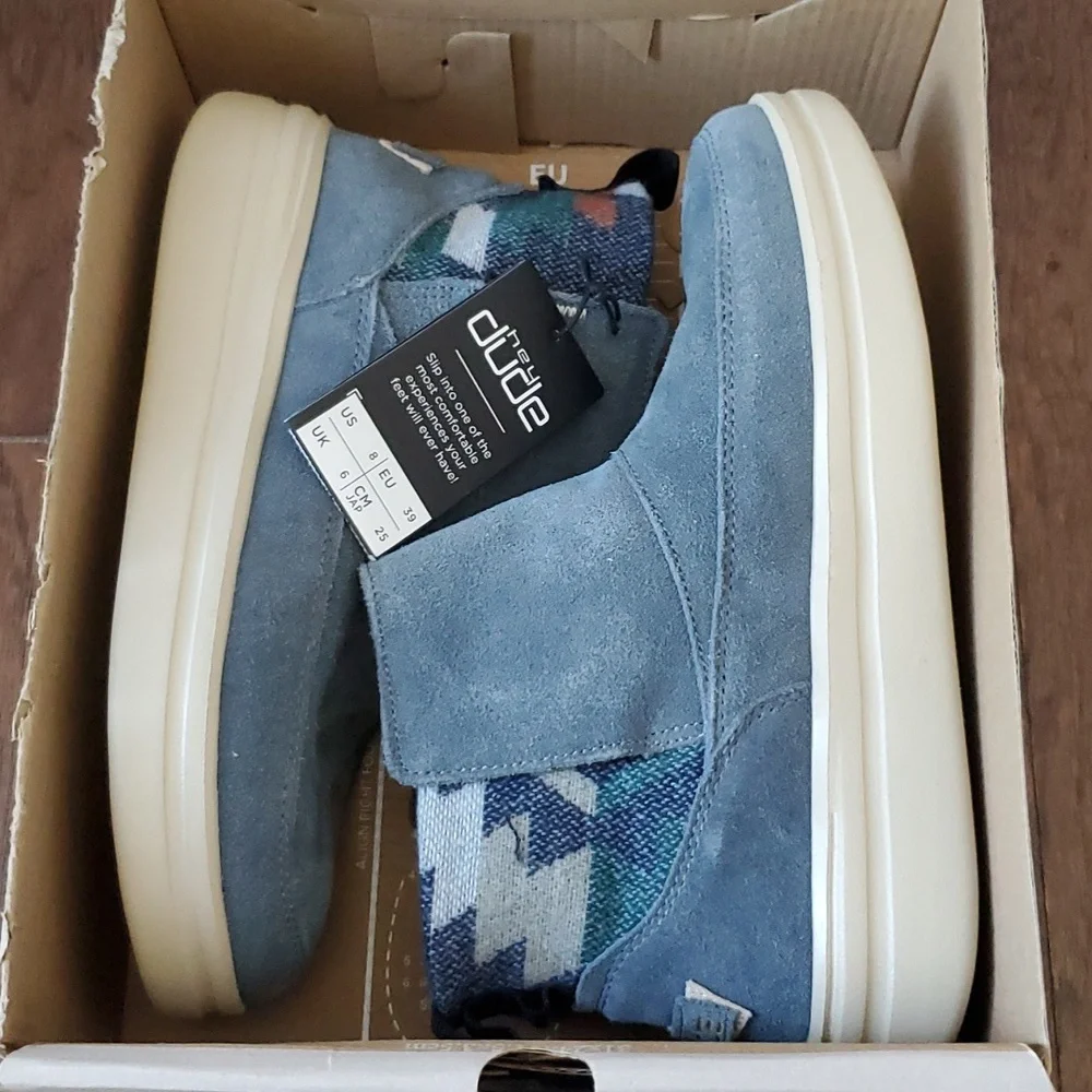 RARE HEY DUDE MEL  SUEDE ORION BLUE - Picture 2 of 9